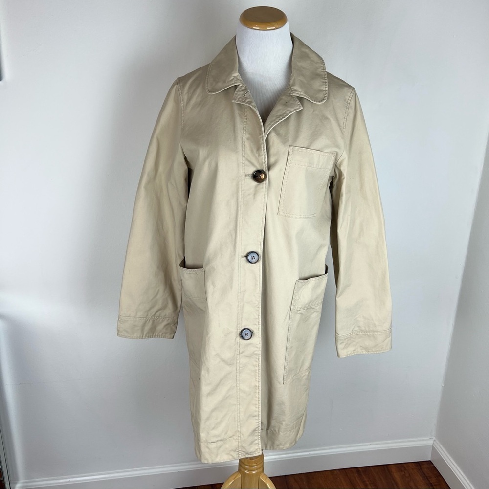 COS Button Front Trench Coat 100% Cotton Tan Size 6